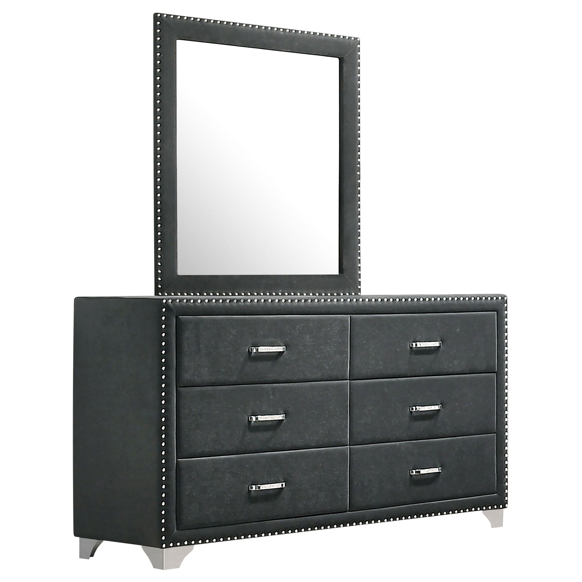 grey velvet dresser Furniture of America Carissa Upholstered This Art Deco B1852 Bella (Grey Velvet) bedroom