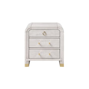 Malco - Nightstand With Spacious Drawer And Gold Metal Fluted Detailing - Black White