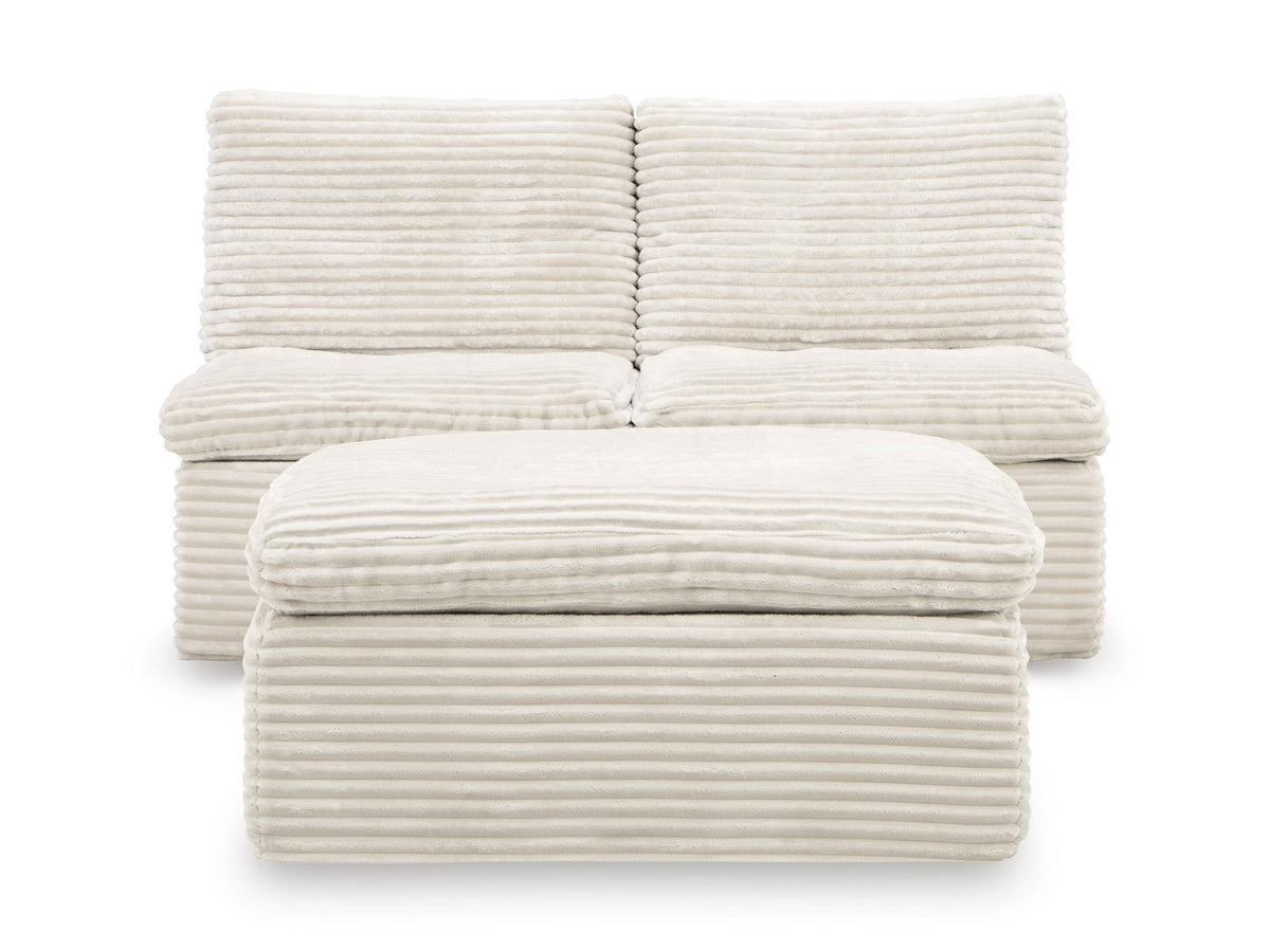 Fannin - 2 Armless Chairs With Ottoman (Set of 3) - Ivory