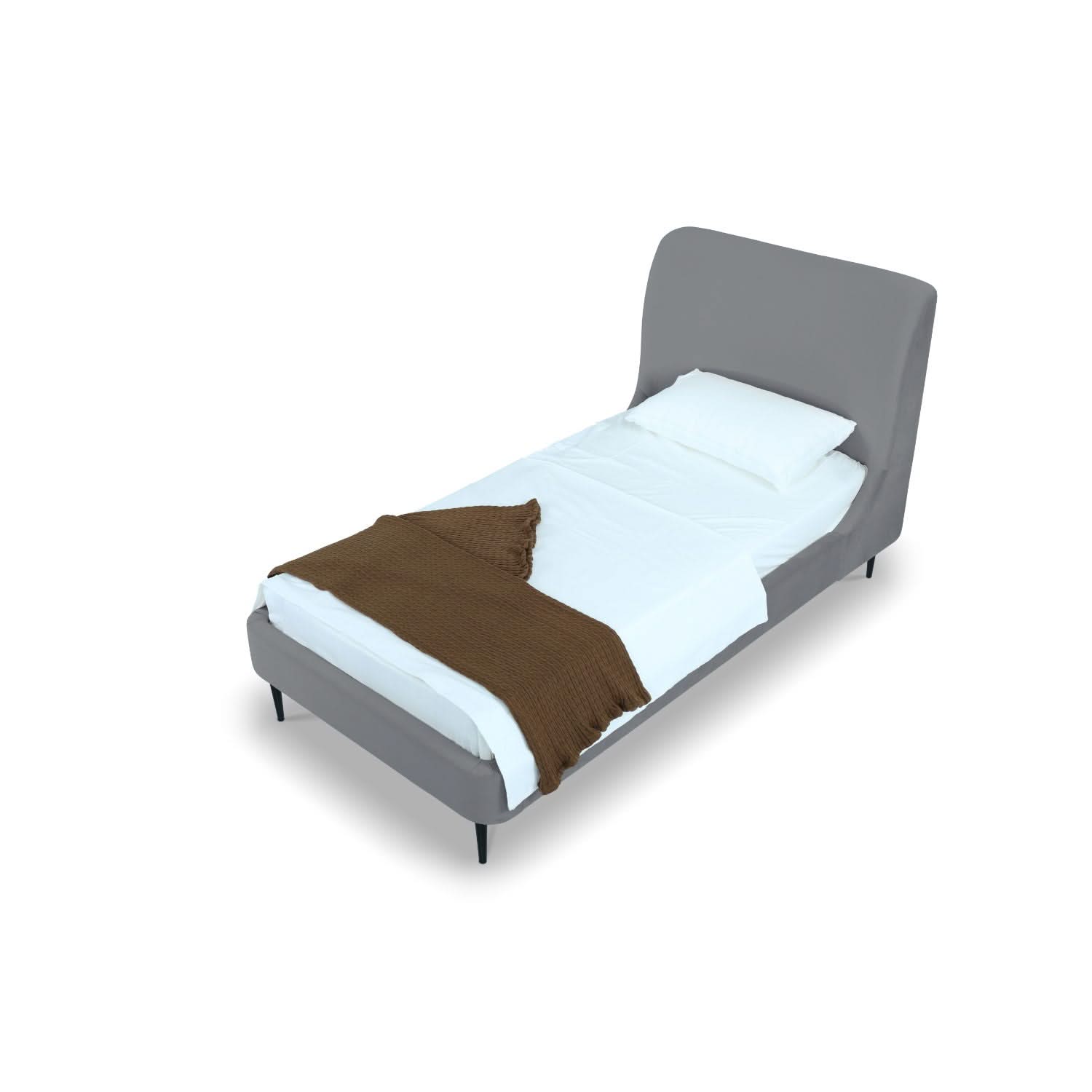 Twin Bed With Curved Headboard - Gray / Black