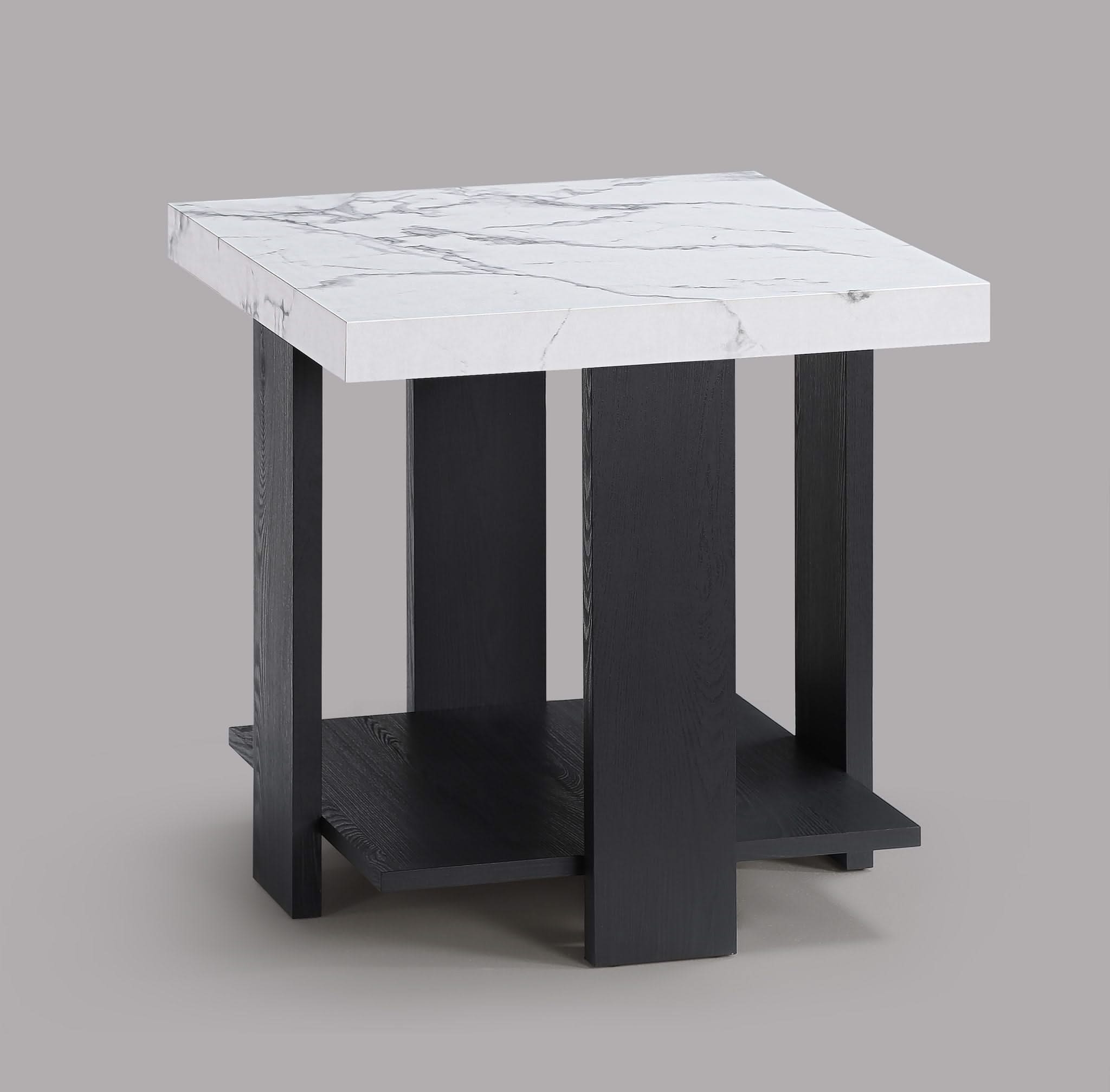Boris - 3 Piece Faux Marble Cocktail Set - Black / White