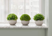 5" Tall, Artificial Plant, Grass, Indoor, Faux, Fake, Table, Greenery, Potted, Decorative (Set of 3) - Green / Gray