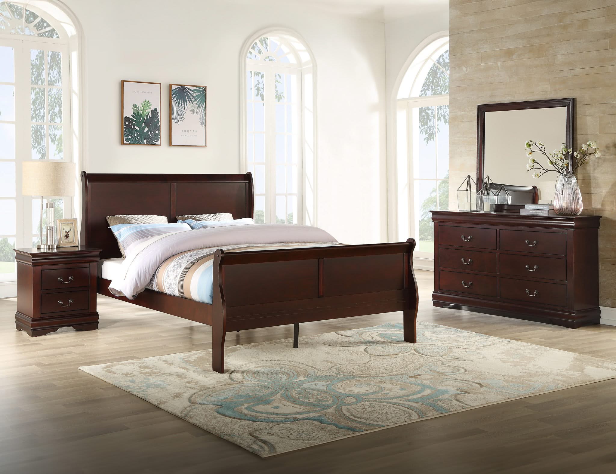 Louis Philip - Queen 4 Piece Bedroom Set - Cherry