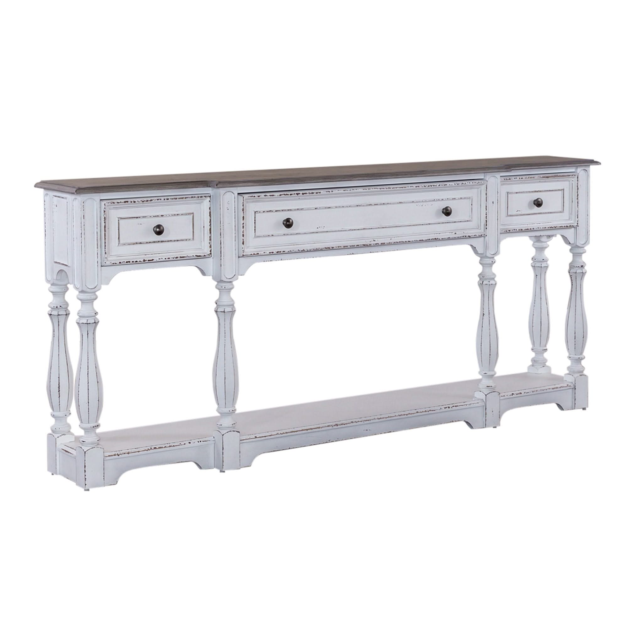 Magnolia Manor - 3 Drawer Hall Console Table - Antique White