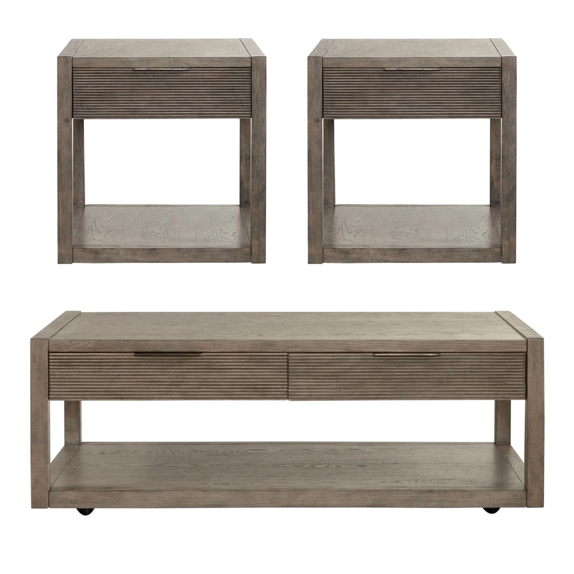 Bartlett Field - 3 Piece Table Set (1 Cocktail 2 End Tables) - Dusty Taupe
