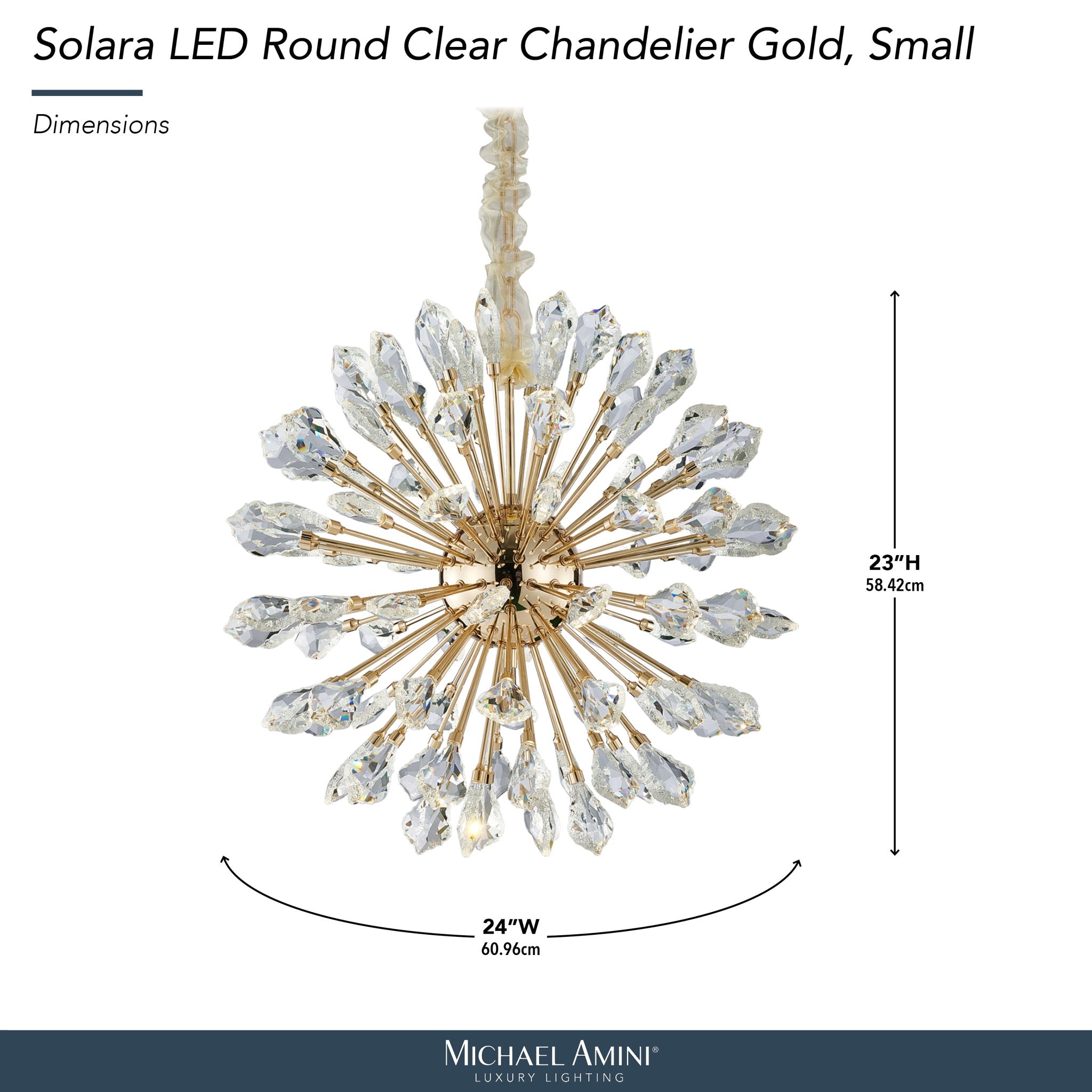 Michael Amini Lighting - Solara 24" Round Crystal LED Chandelier - Gold
