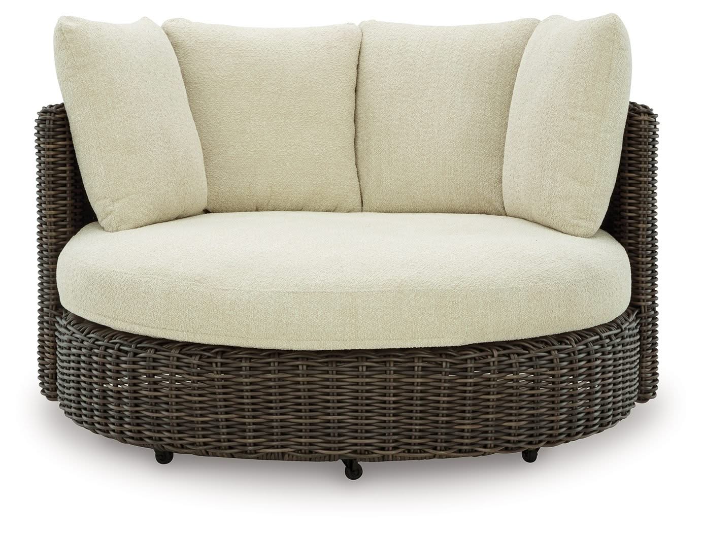 Kimora - Swivel Lounge Chair With Cushion - Beige / Dark Brown