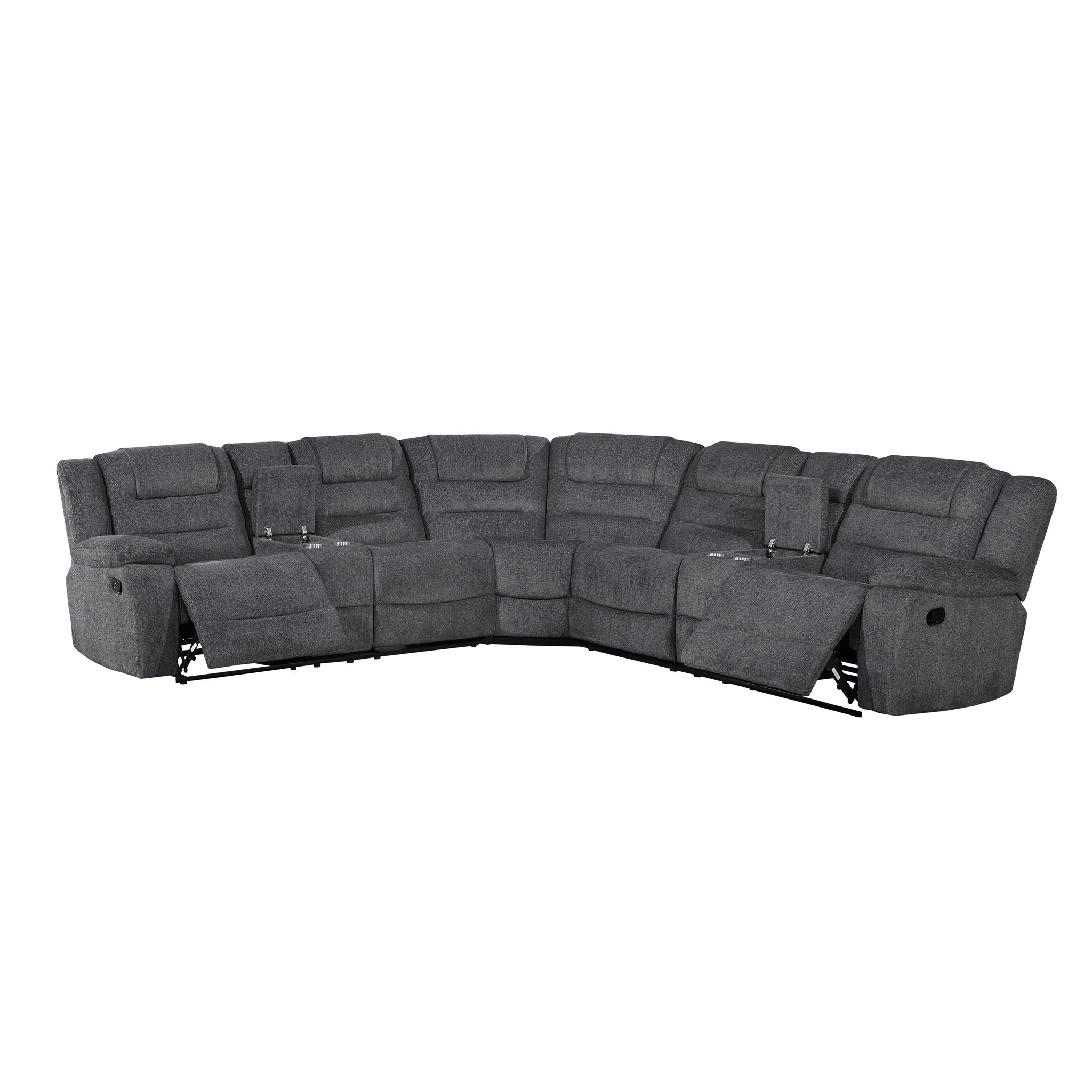 Redondo - 3 Piece Manual Sectional (2 Loveseats & Wedge) - Dark Gray