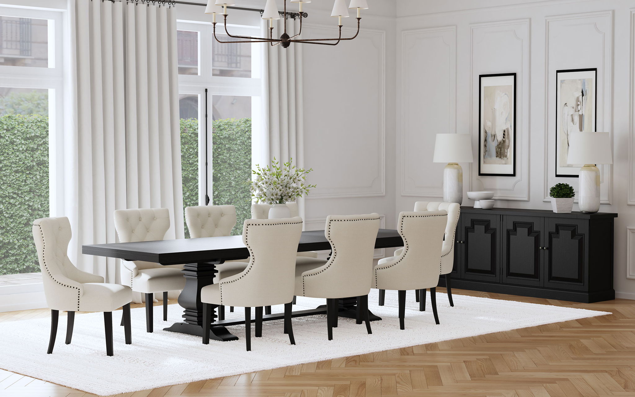 Florence 9-piece 126-inch Extension Dining Table Set Distressed Black