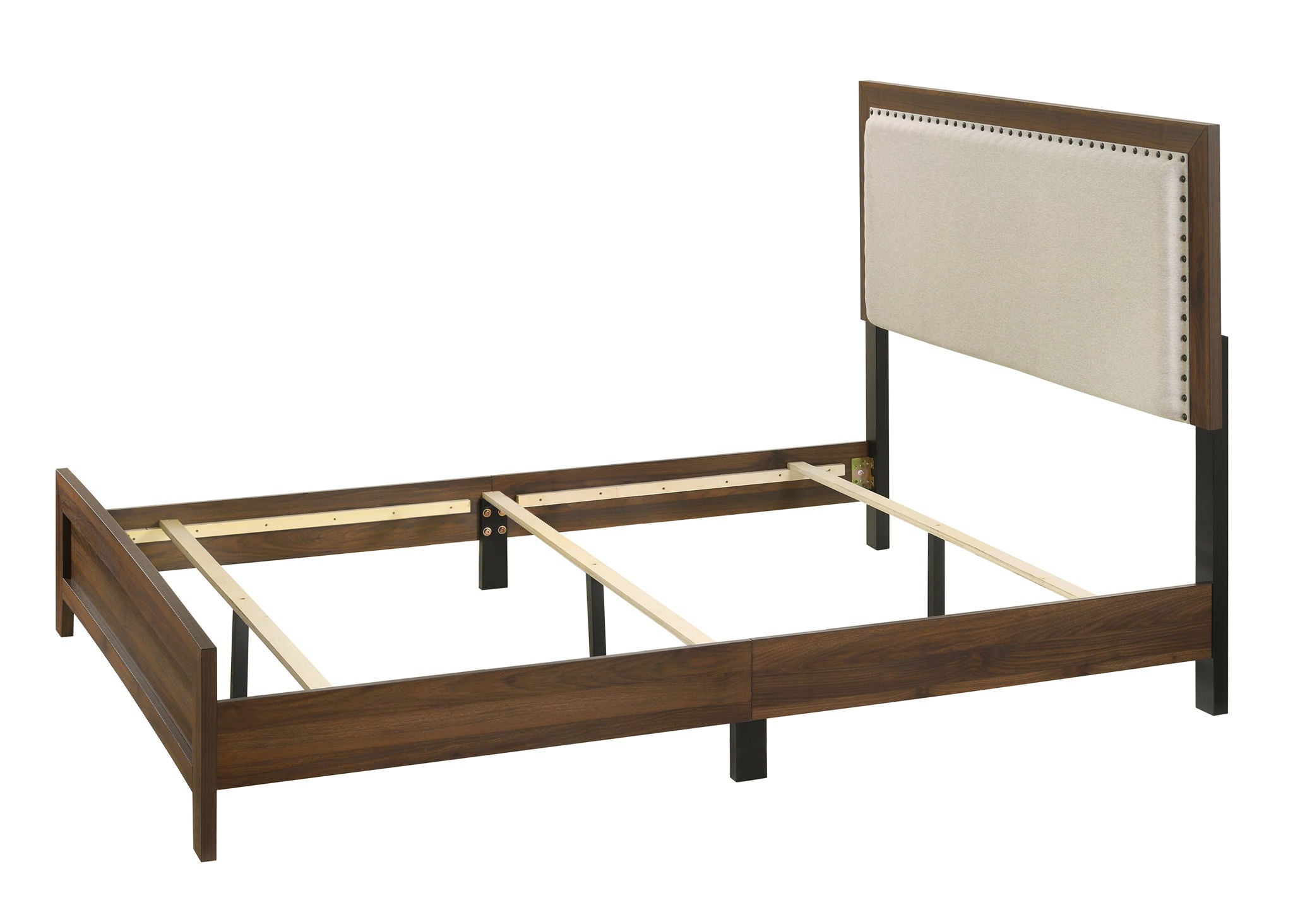 Millie - King 4 Piece Upholstered Bedroom Set - Brown Cherry