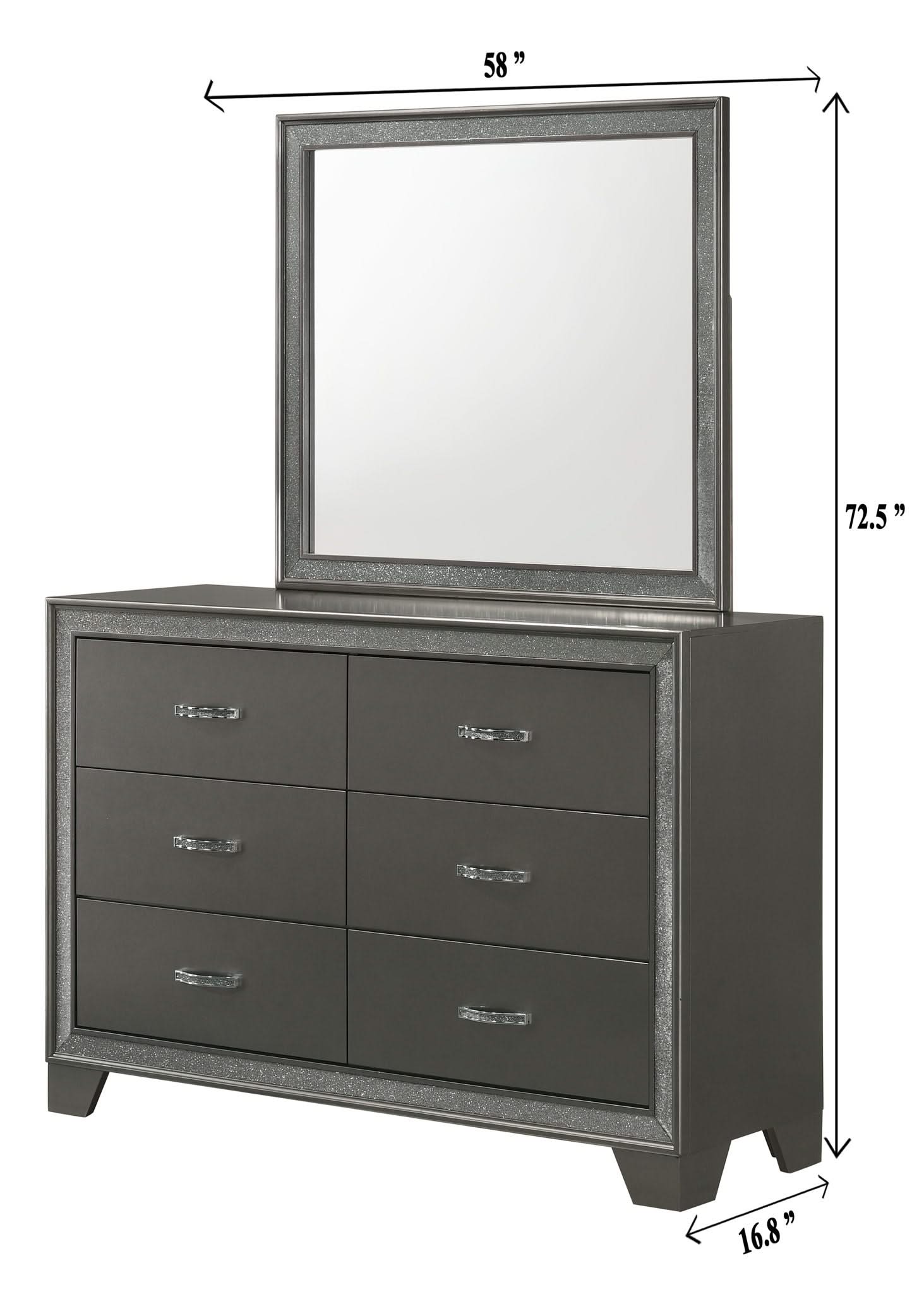 Kaia - Dresser & Mirror - Dark Gray