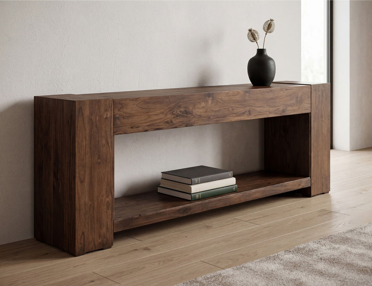 Natural Teca - Console 94" Electric Fireplace Compatible - Brown