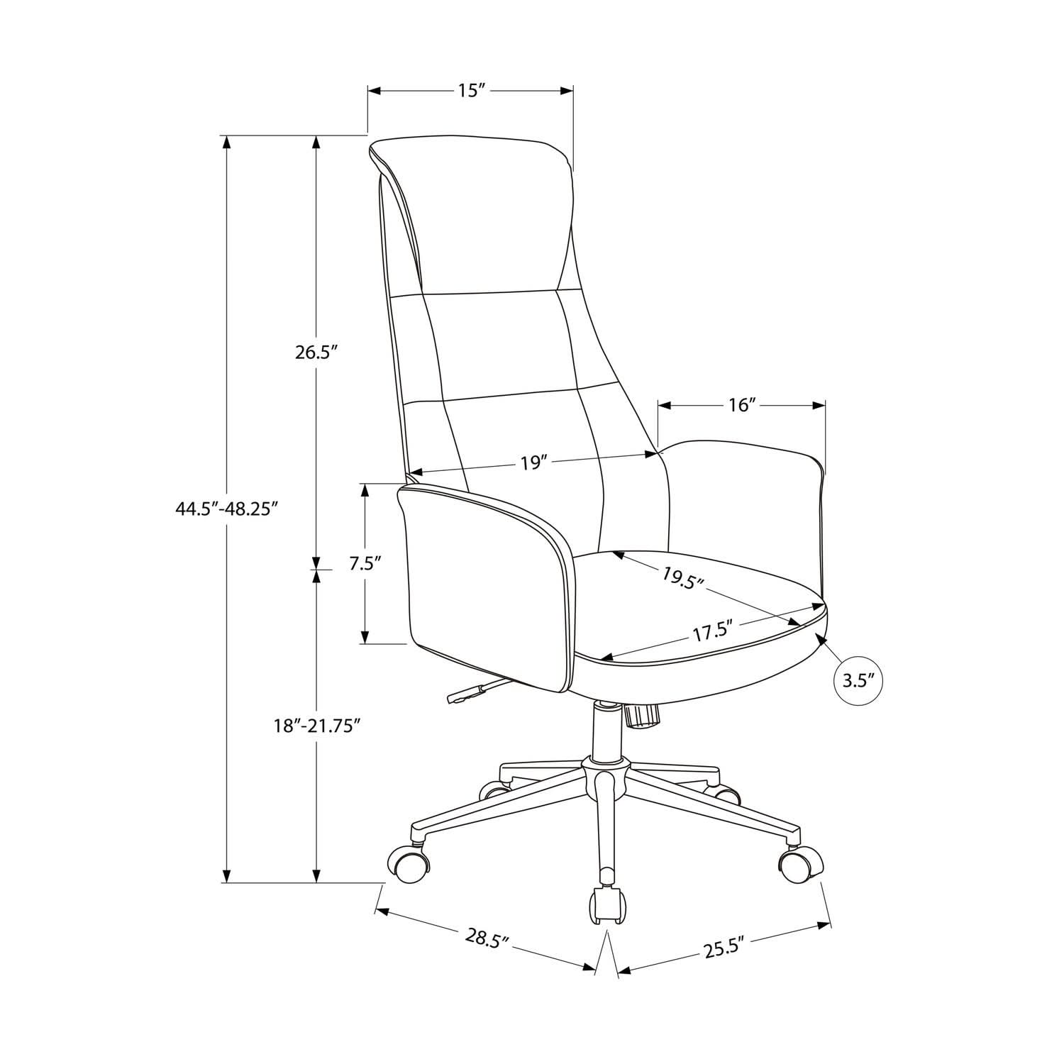 Office Chair With Adjustable Height - Black