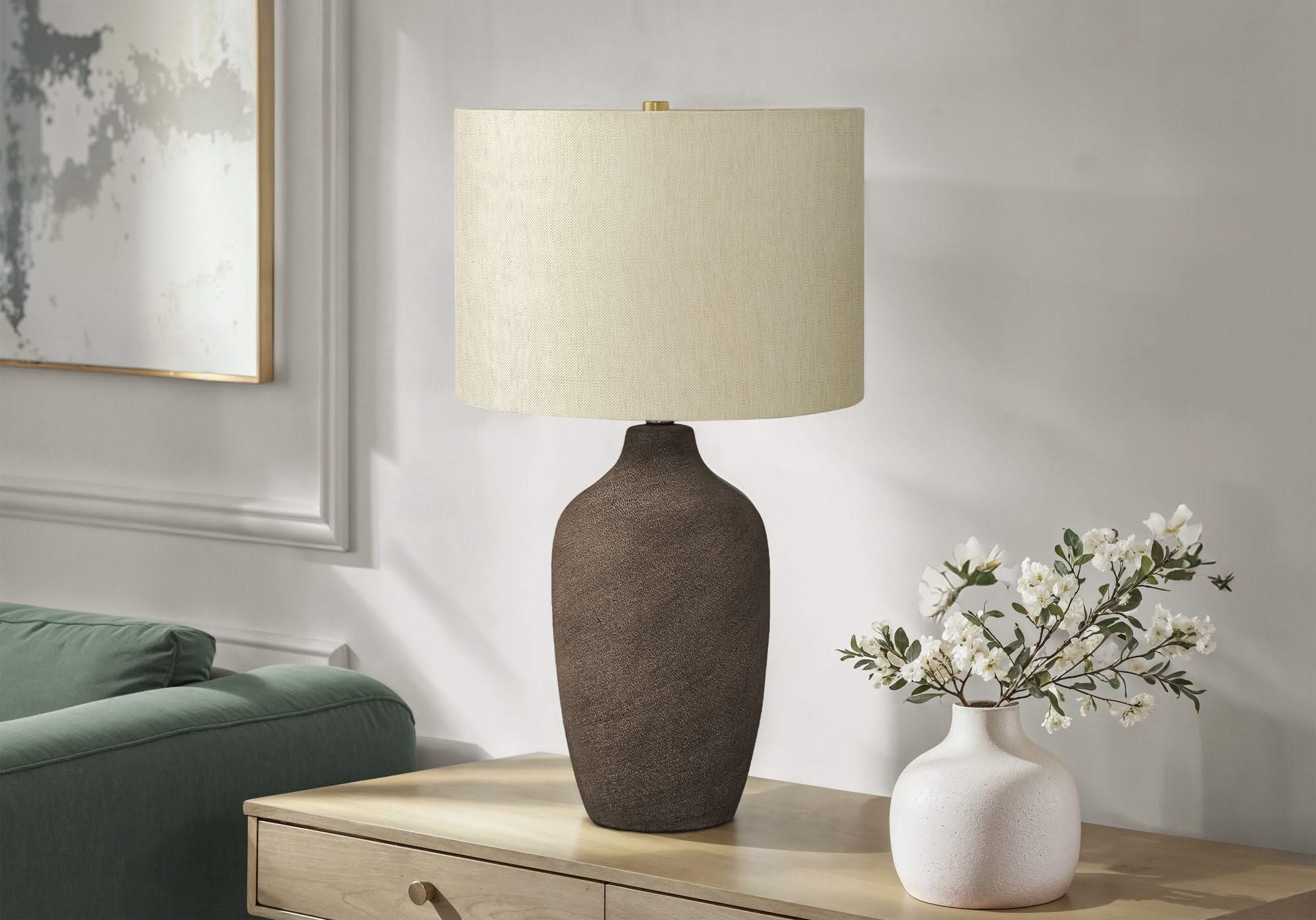 Lighting, Table Lamp, Ceramic, Resin, Contemporary - Gray
