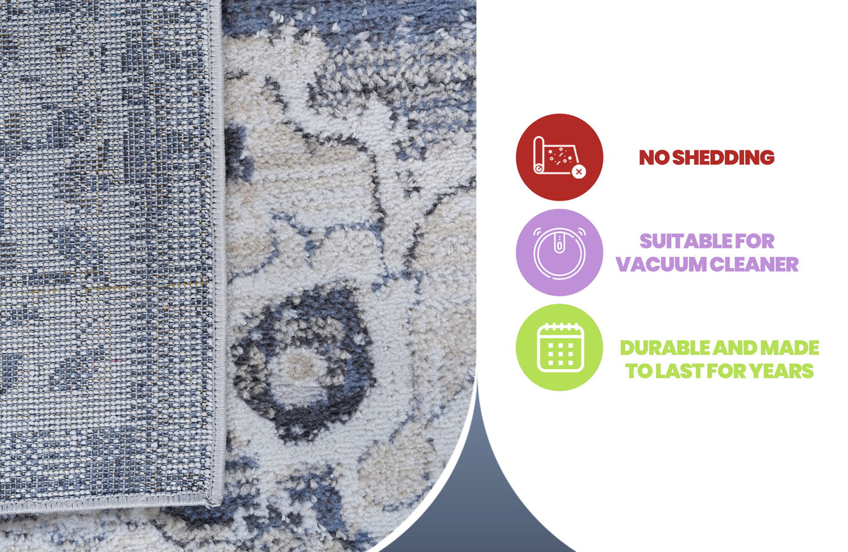 Payas - 8' X 10' Medallion Area Rug - Cream / Blue
