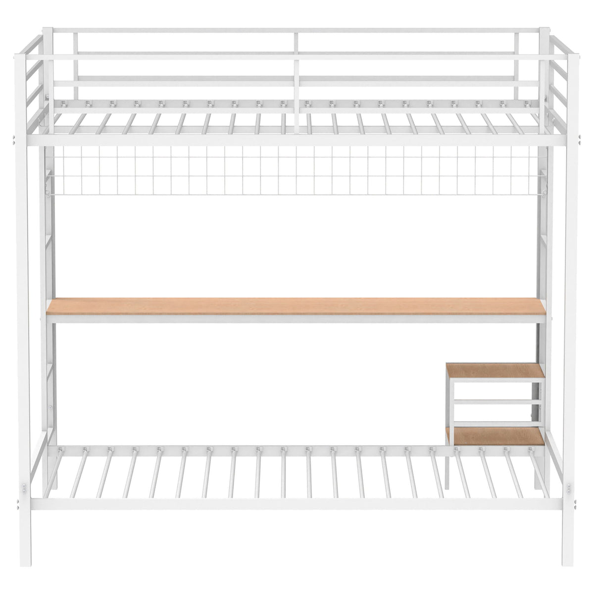 Bettoni Metal Full Over Twin Workstation Bunk Bed Matte White