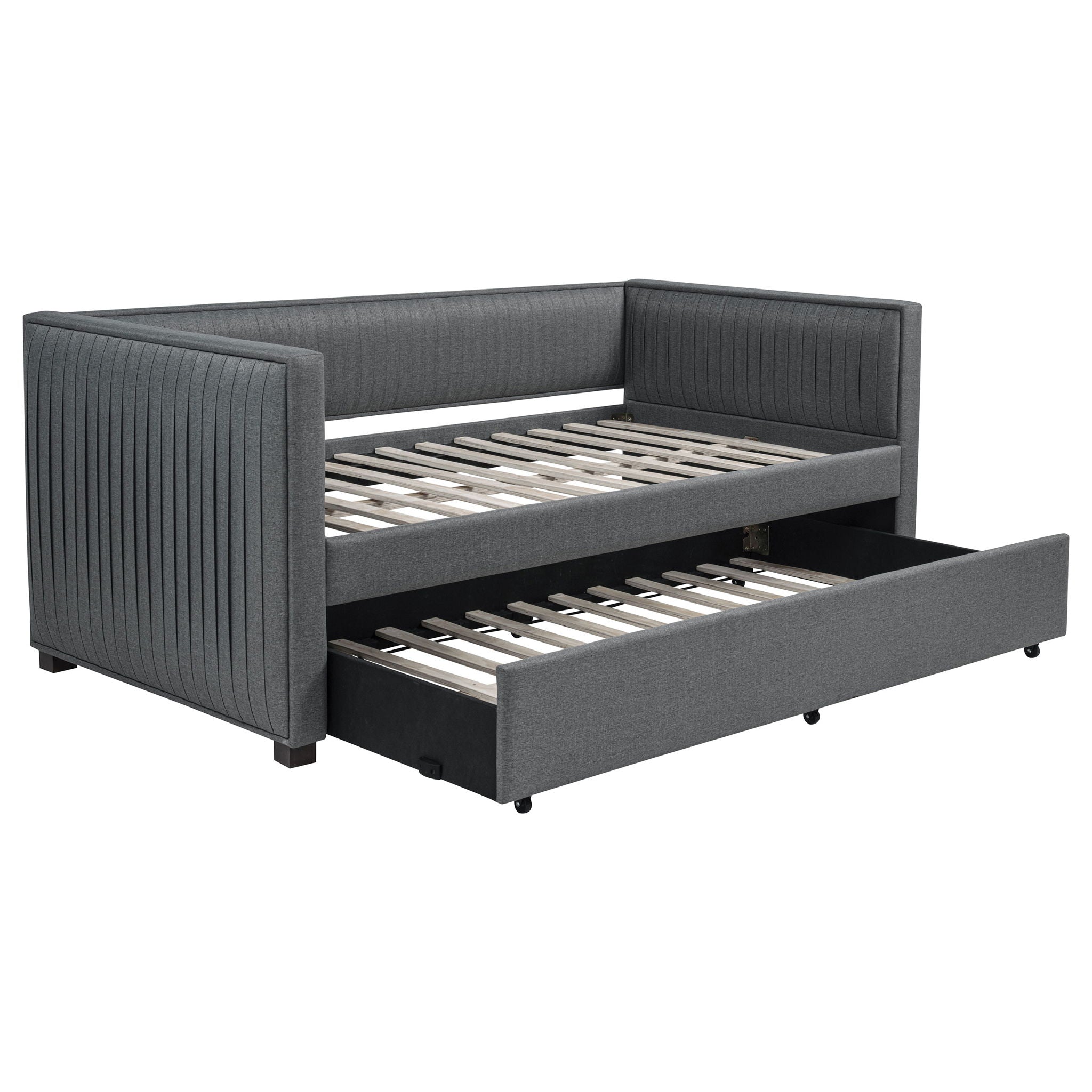 Brodie Upholstered Twin Daybed with Trundle Grey