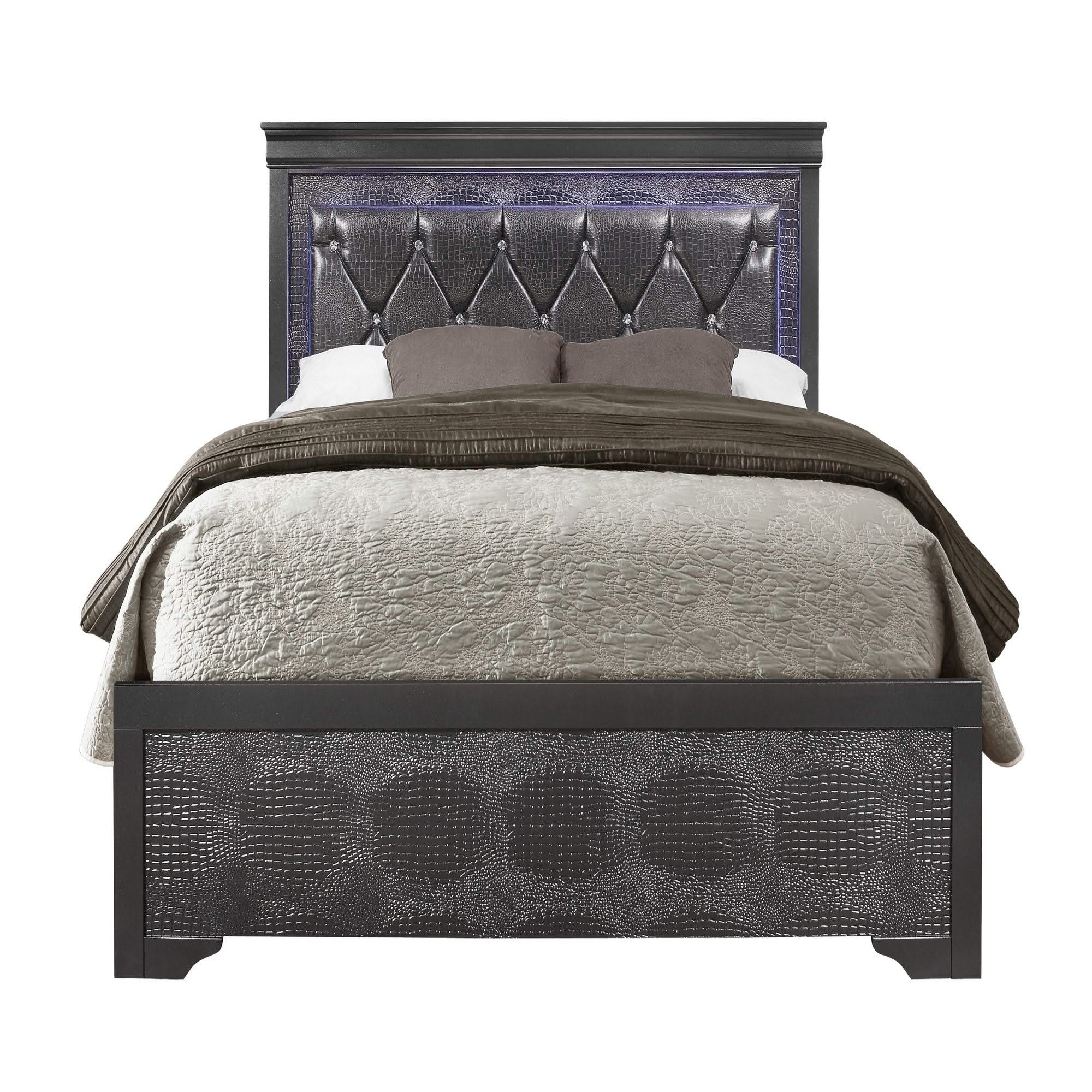 Shaker - Bed With LED Lighting And Crystal Inspired Tufted Headboard