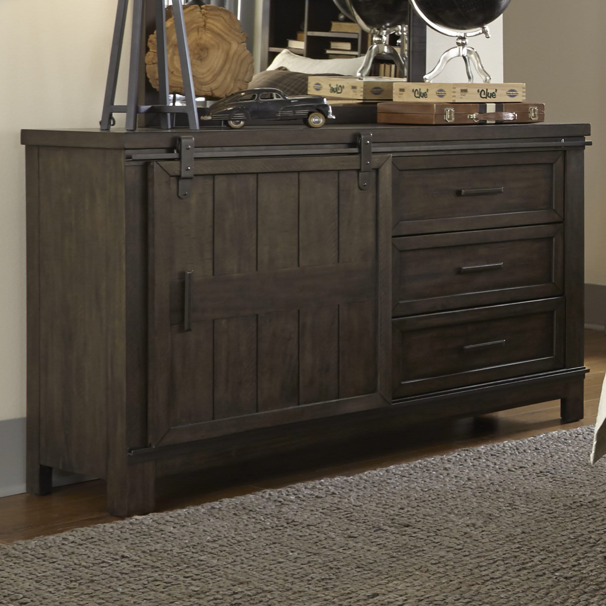 Thornwood Hills - Barn Door Dresser - Rock Beaten Brown