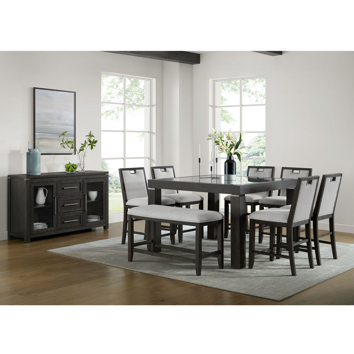Elodie - Fabric Counter Chair (Set of 2) - Charcoal / Gray