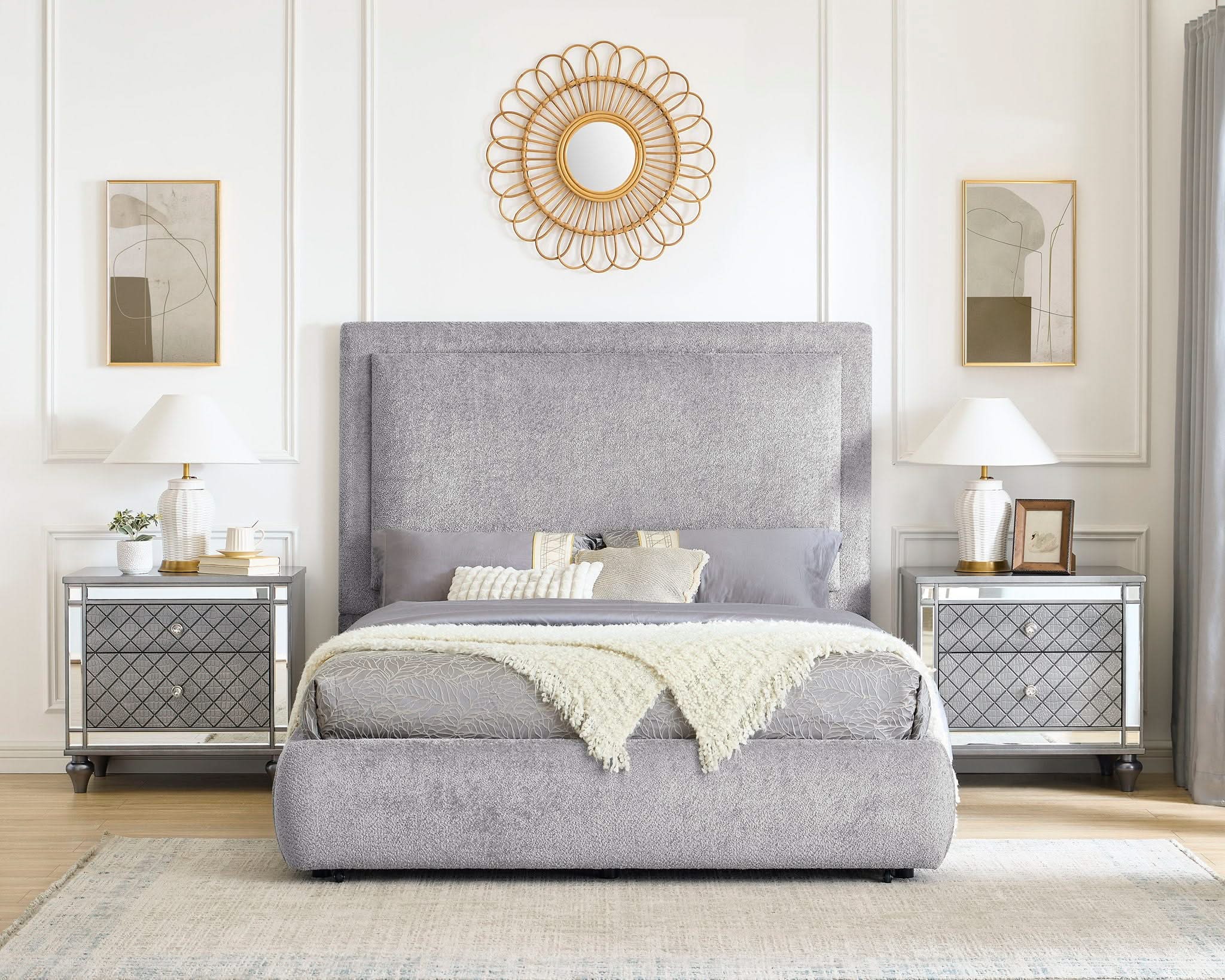 Reverie - Upholstered Queen Storage Bed - Pewter