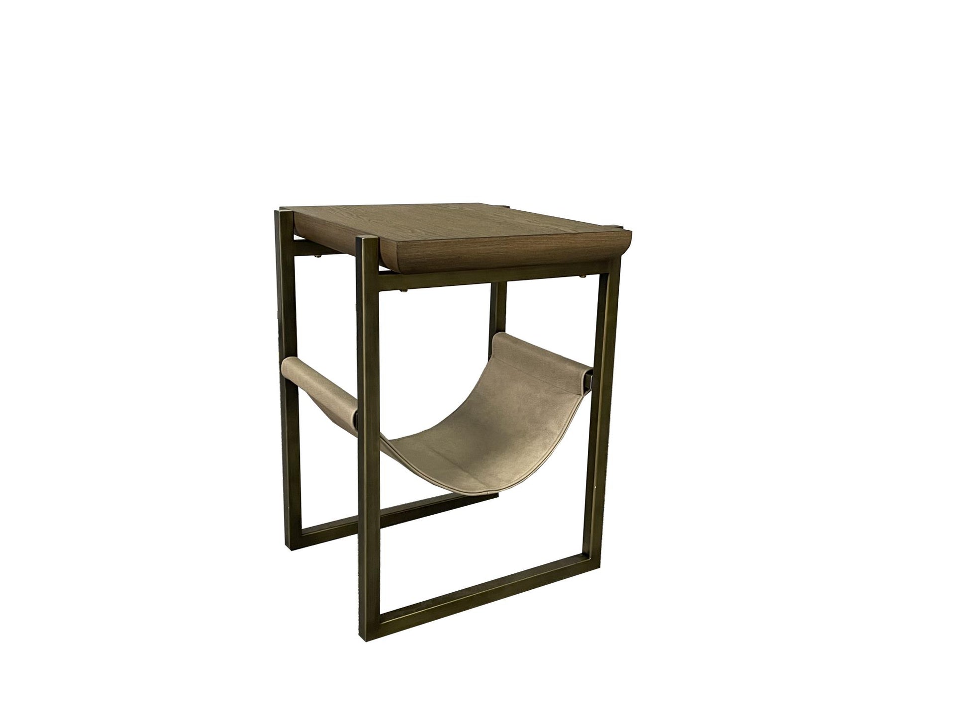 Elure Leather Sling Chairside Table - Latte