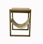 Elure Leather Sling Chairside Table - Latte