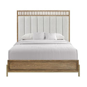 Elure Complete Queen Uph & Strap Panel Bed - Latte