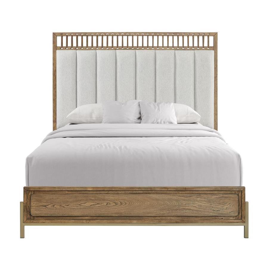 Elure Complete Queen Uph & Strap Panel Bed - Latte