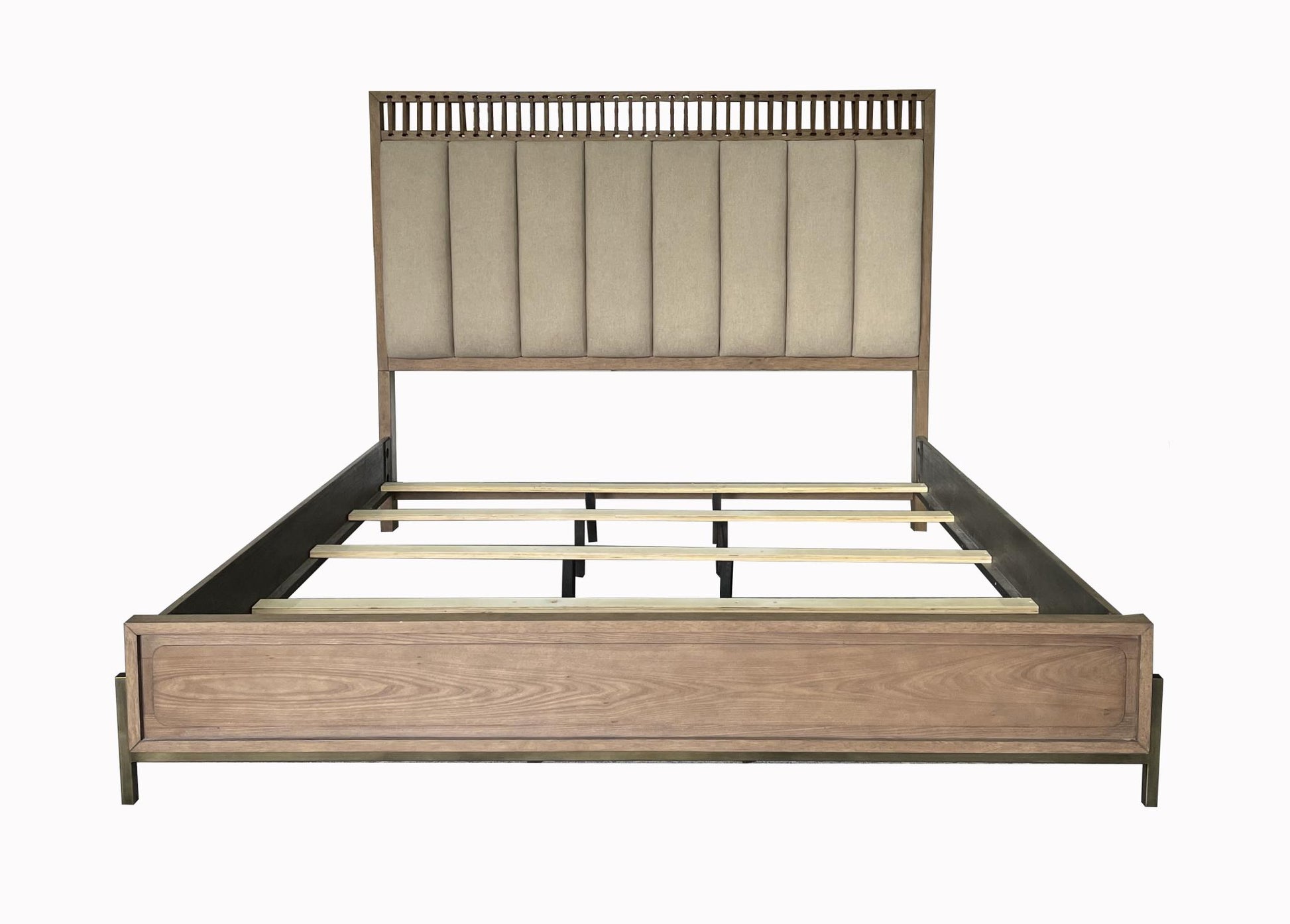Elure Complete King Uph & Strap Panel Bed - Latte