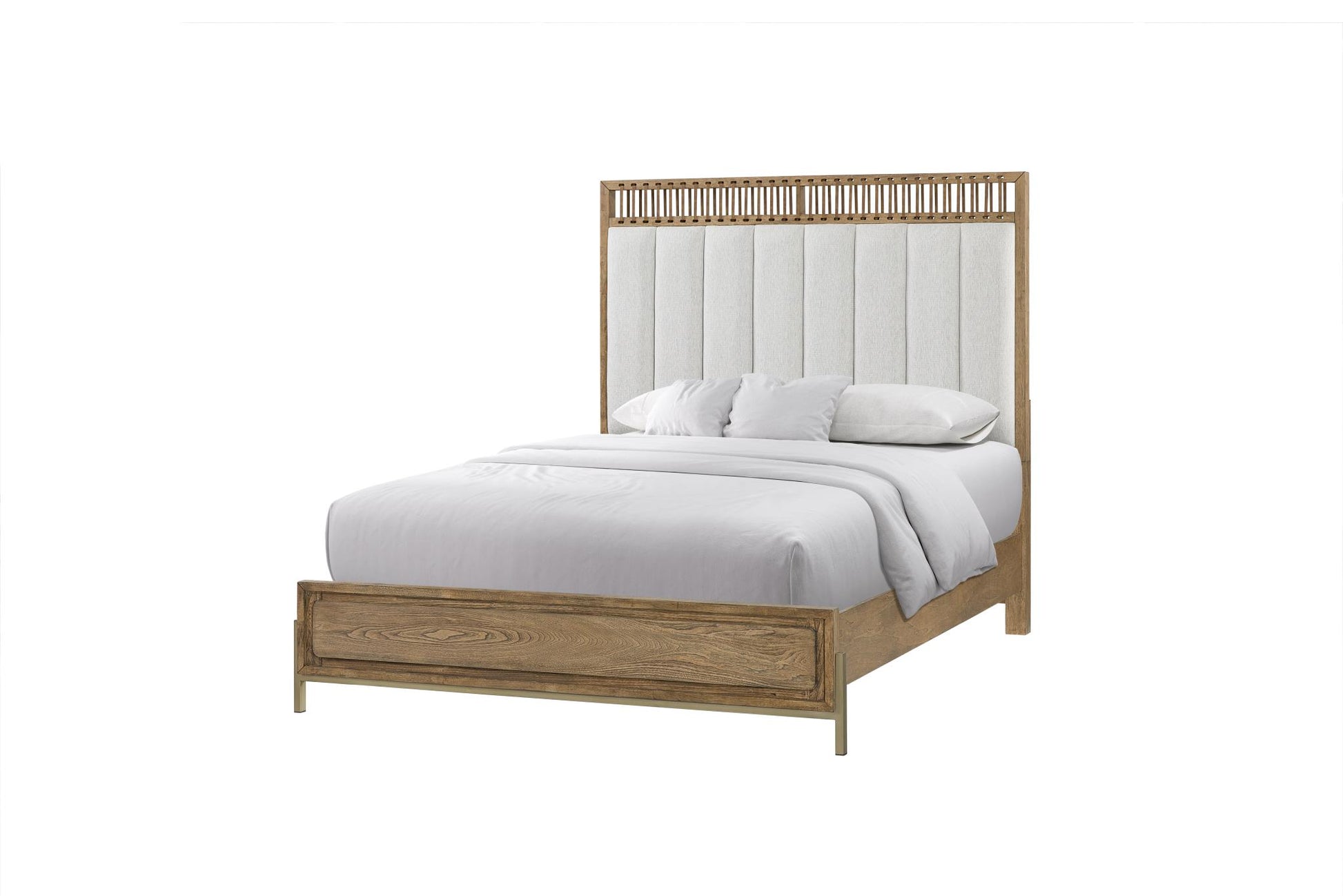 Elure Complete King Uph & Strap Panel Bed - Latte