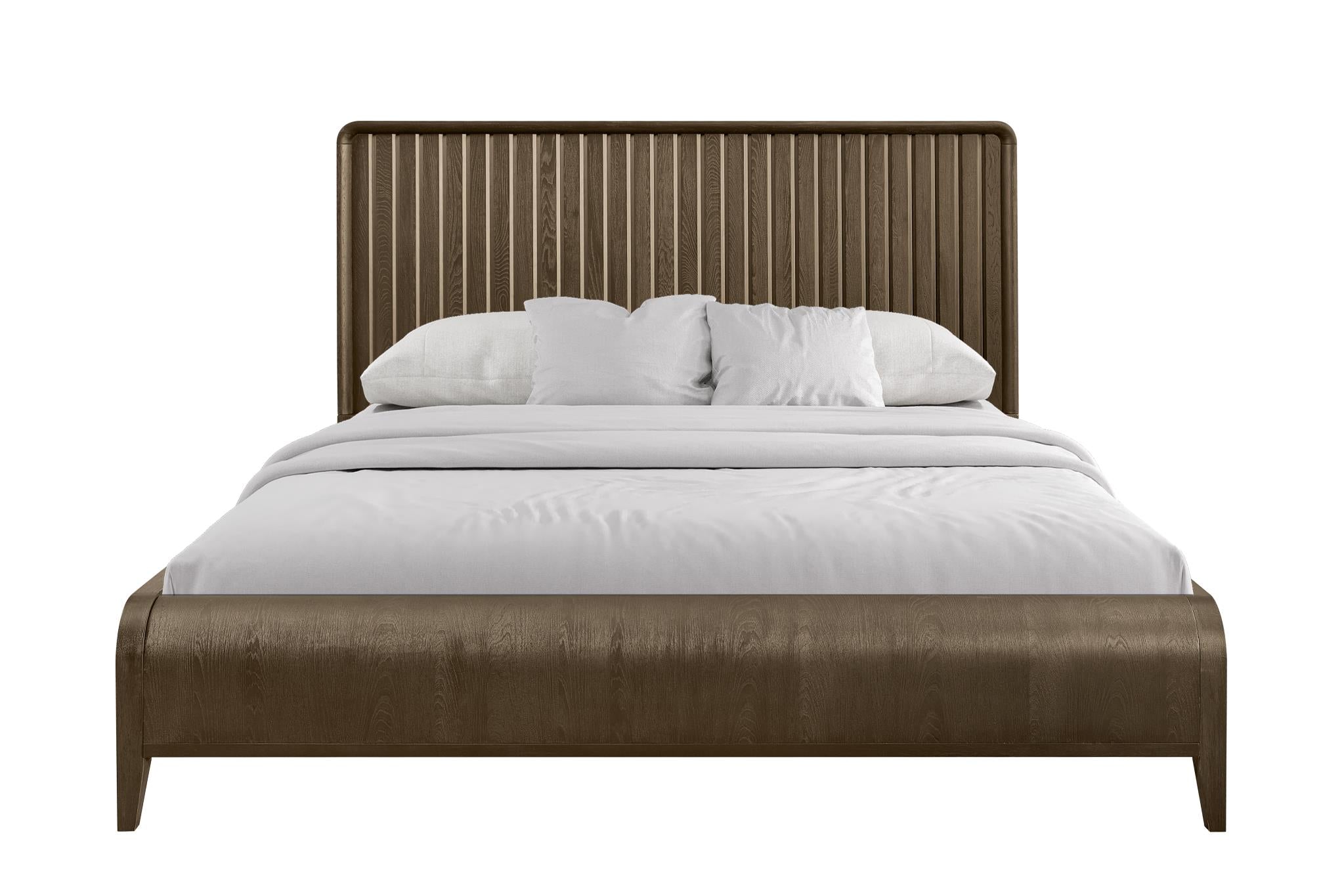 Elure Complete Queen Waterfall Panel Bed - Latte