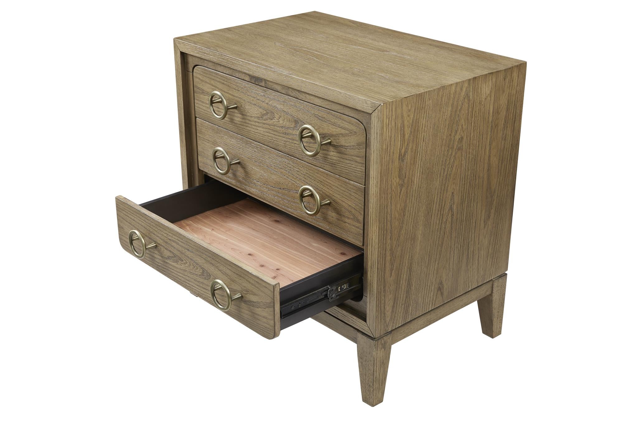 Elure 3-Drawer Nightstand, included USB - Latte