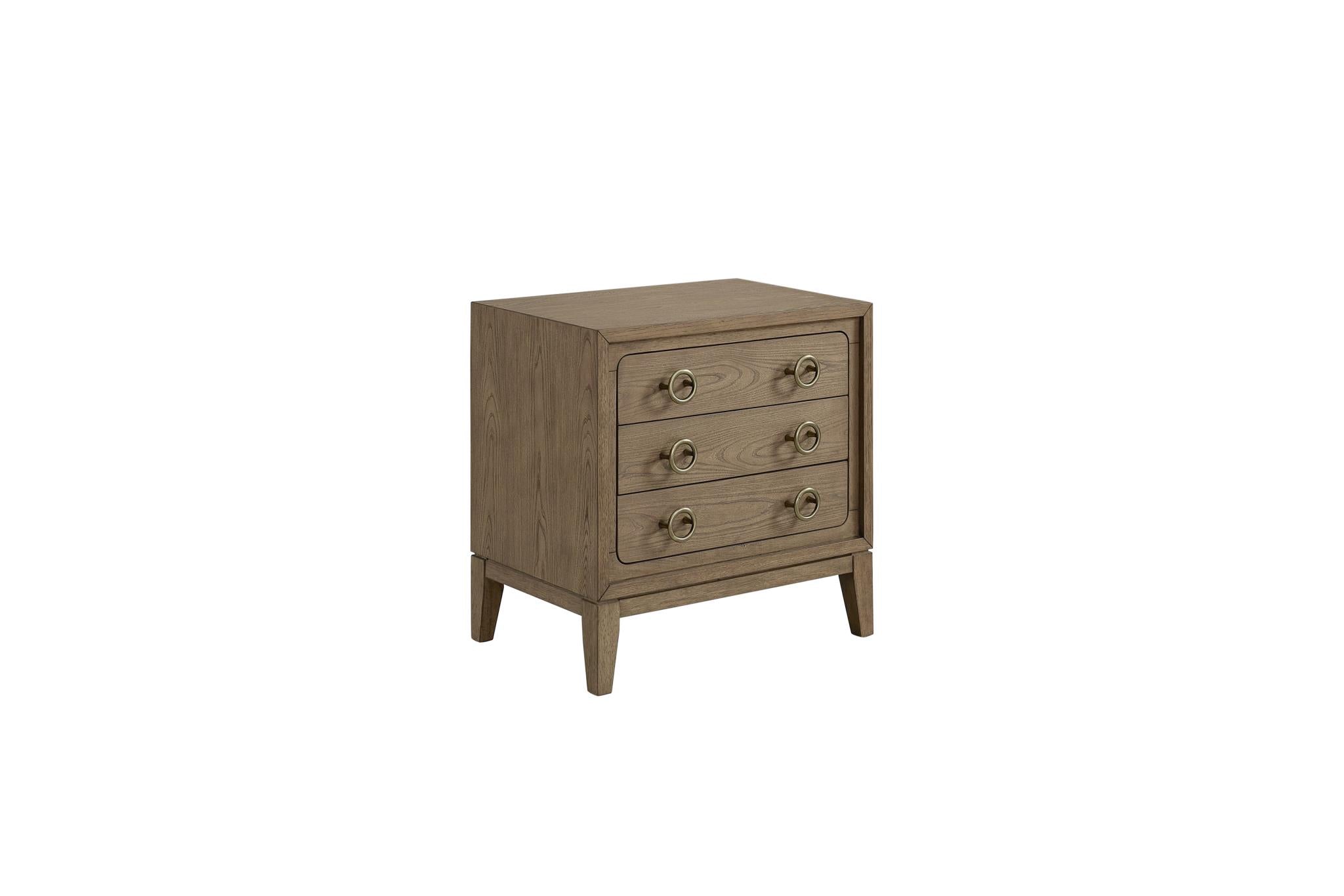 Elure 3-Drawer Nightstand, included USB - Latte