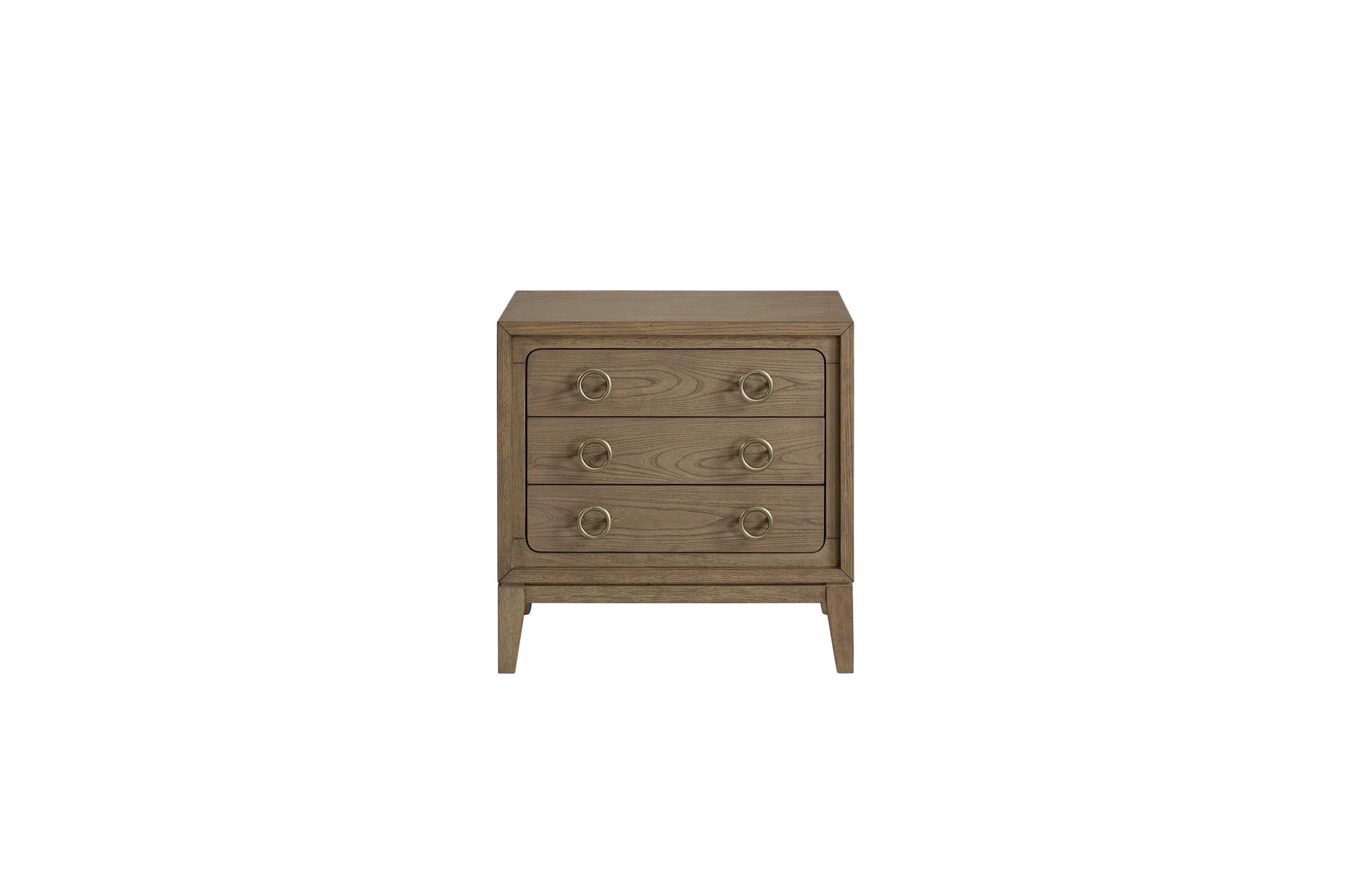 Elure 3-Drawer Nightstand, included USB - Latte