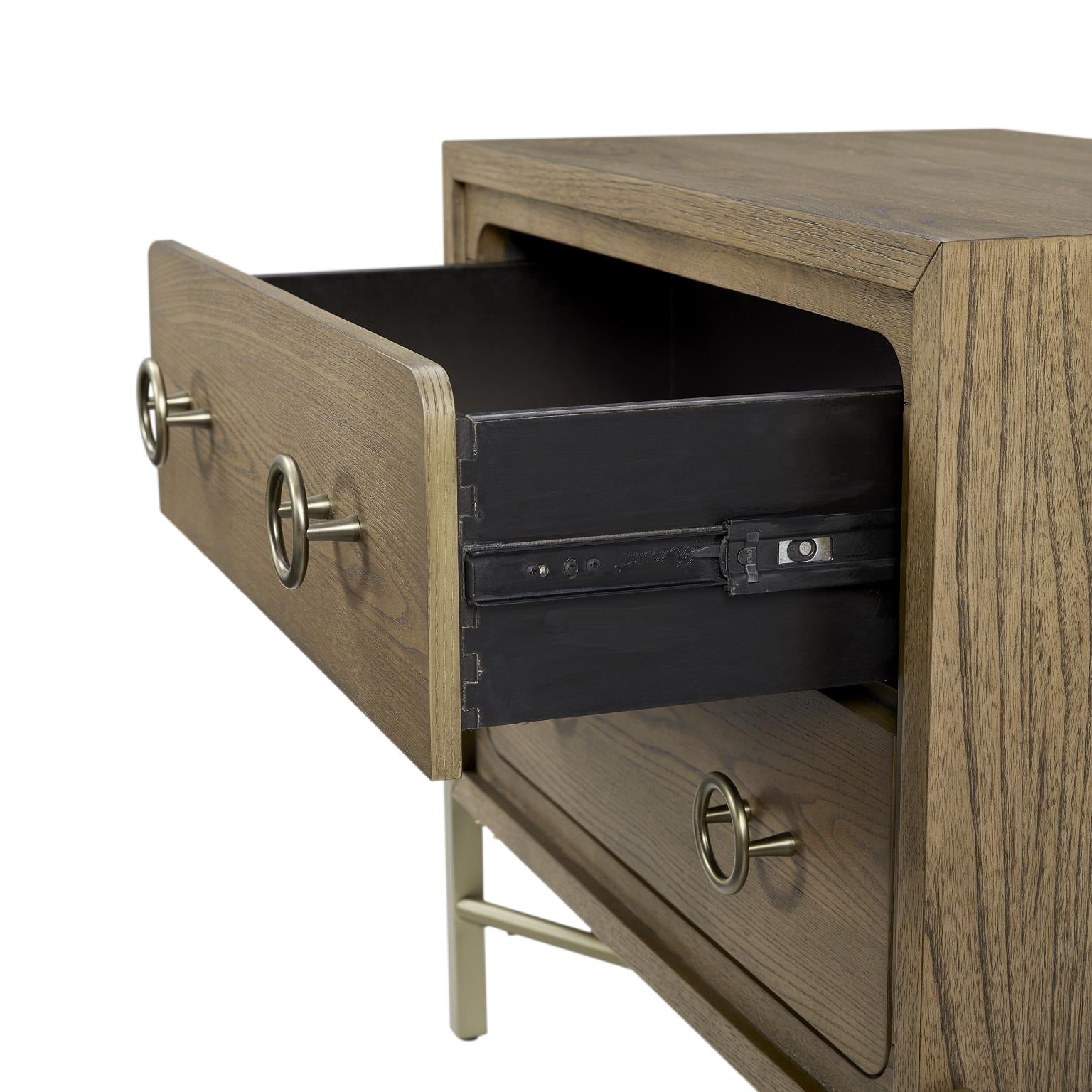 Elure 2-Drawer Nightstand -included USB - Latte