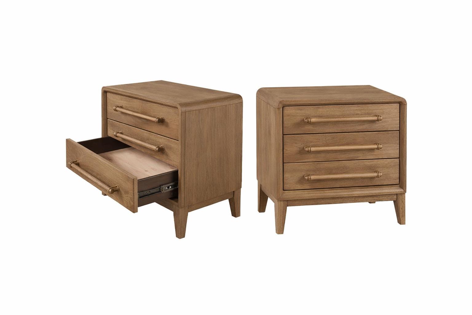 Elure 3-Drawer Nightstand included USB - Latte