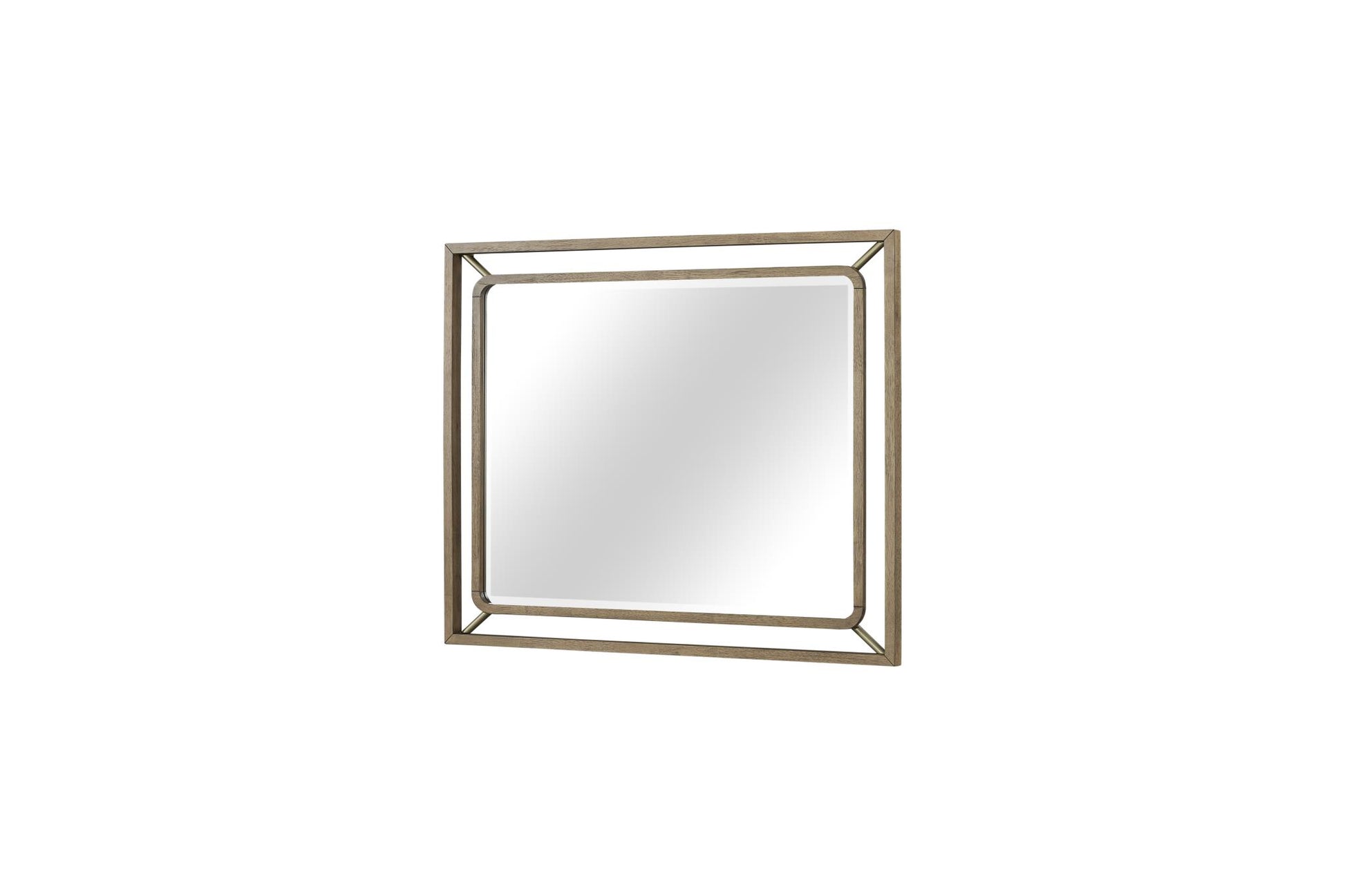 Elure Wood & Metal Mirror - Latte