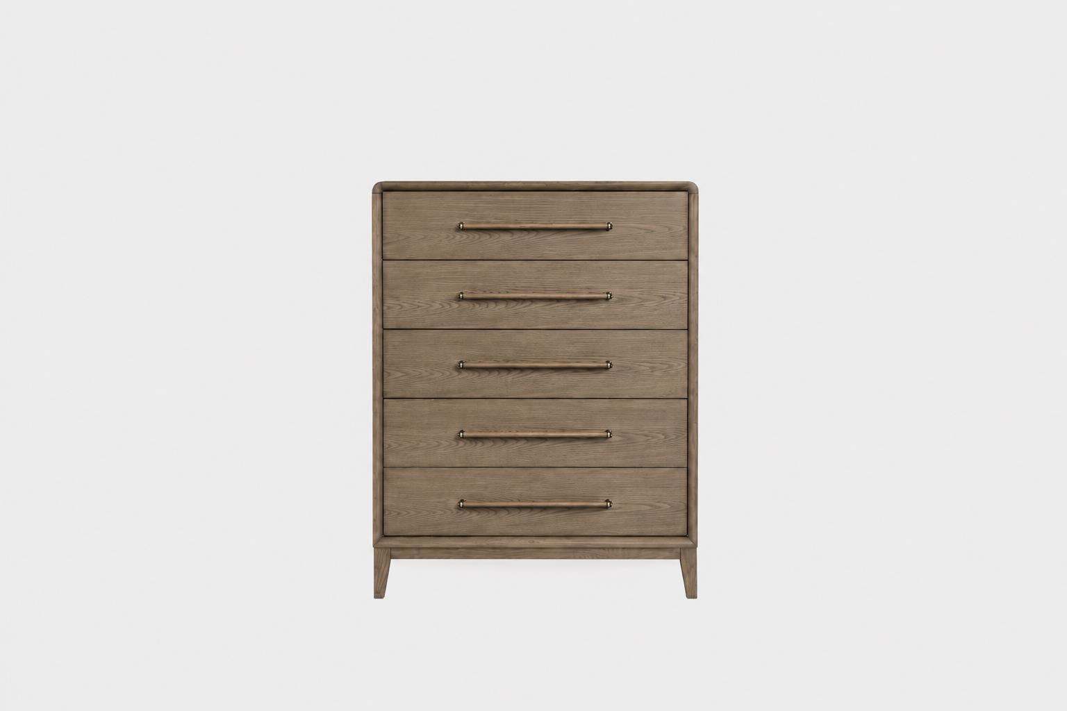 Elure 5-Drawer Chest with Bar Pulls - Latte