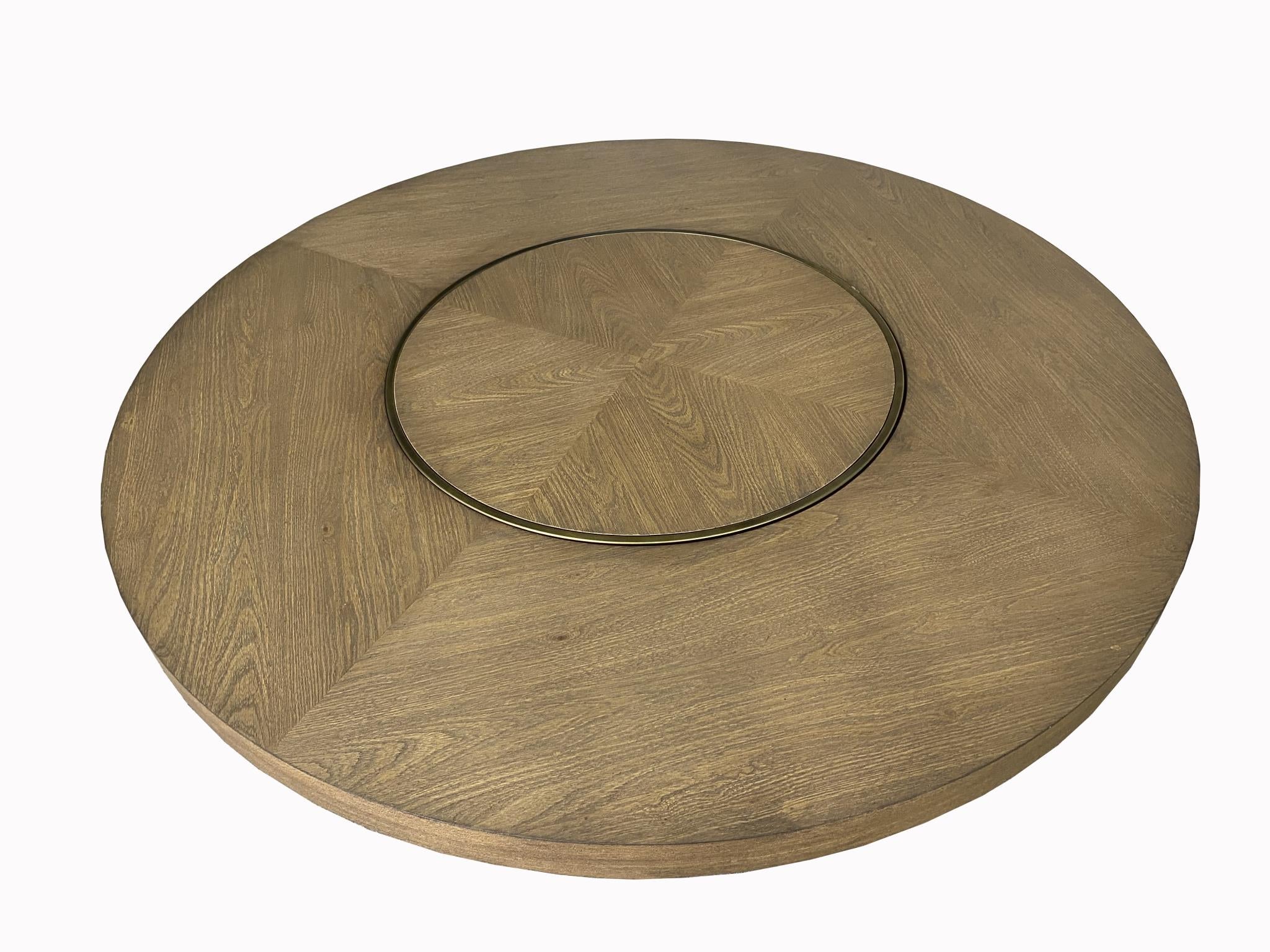 Elure Complete Round Dining Table (with Lazy Susan) - Latte