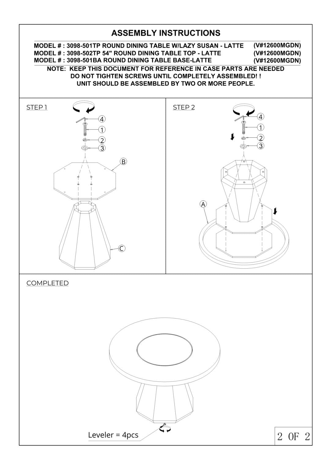 Elure Complete Round Dining Table (with Lazy Susan) - Latte