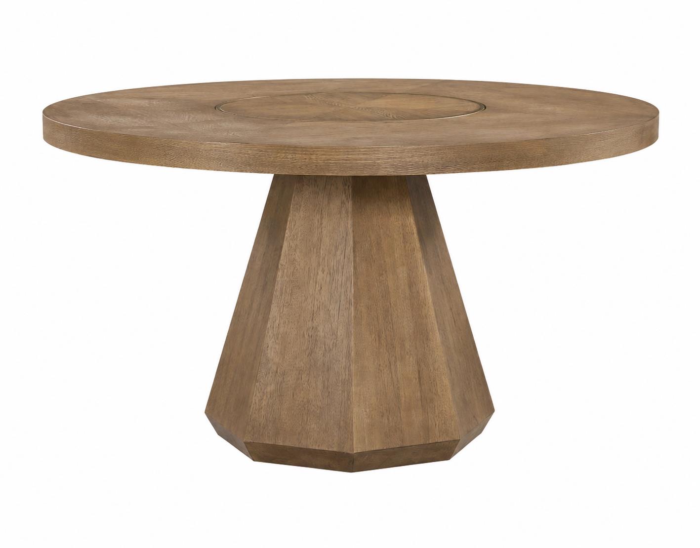 Elure Complete Round Dining Table (with Lazy Susan) - Latte