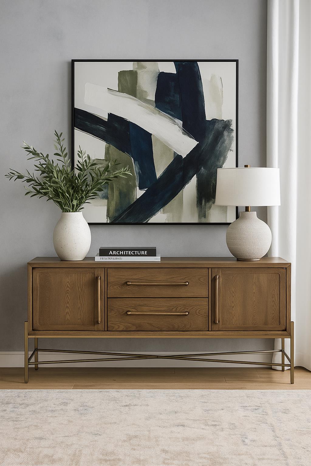 Elure Metal Base Latte Sideboard - Latte