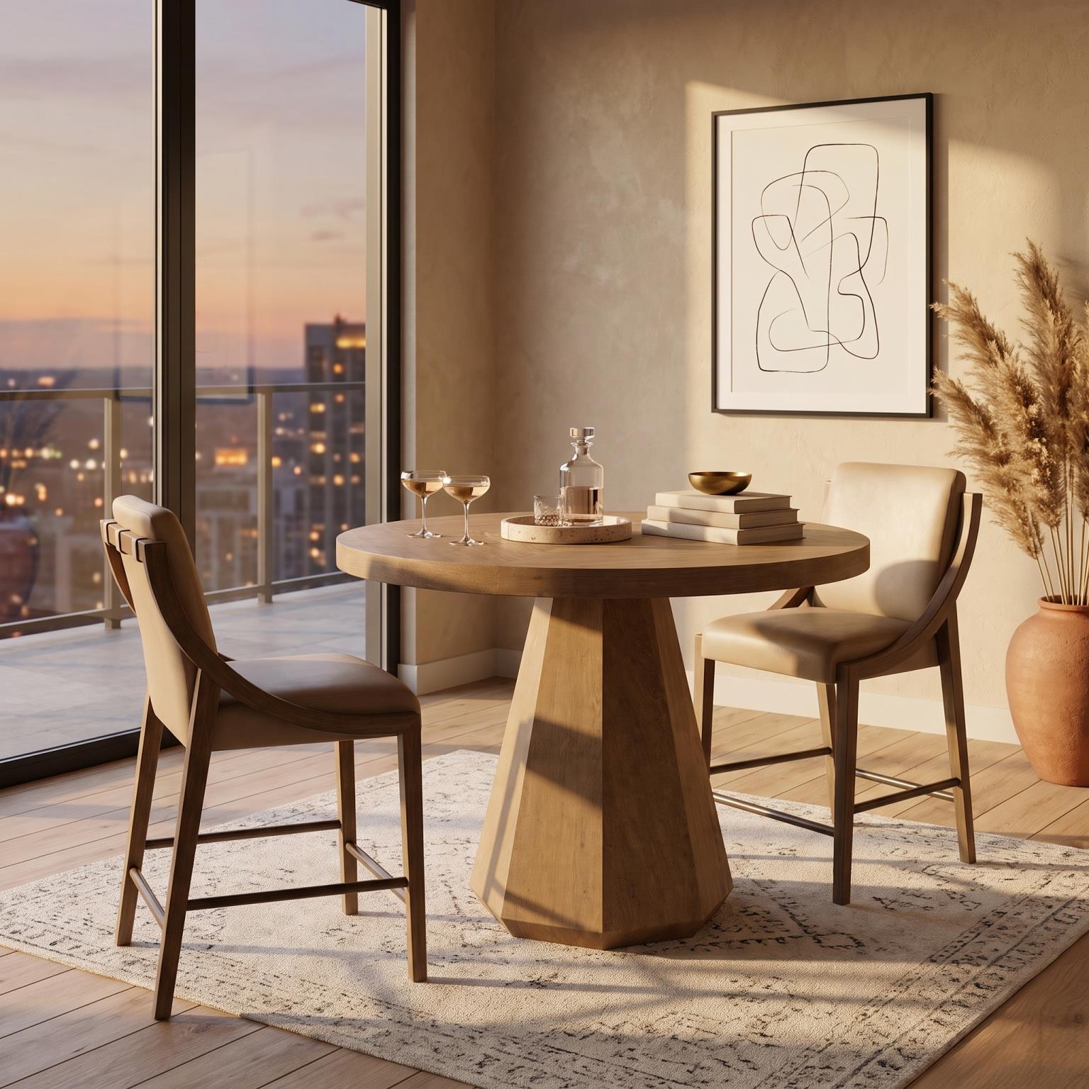 Elure Latte & Leather Sling Counter Stool