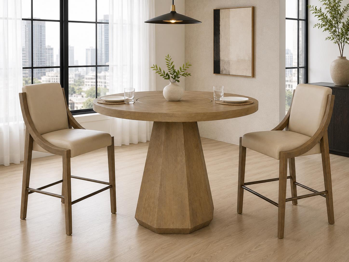 Elure Latte & Leather Sling Counter Stool