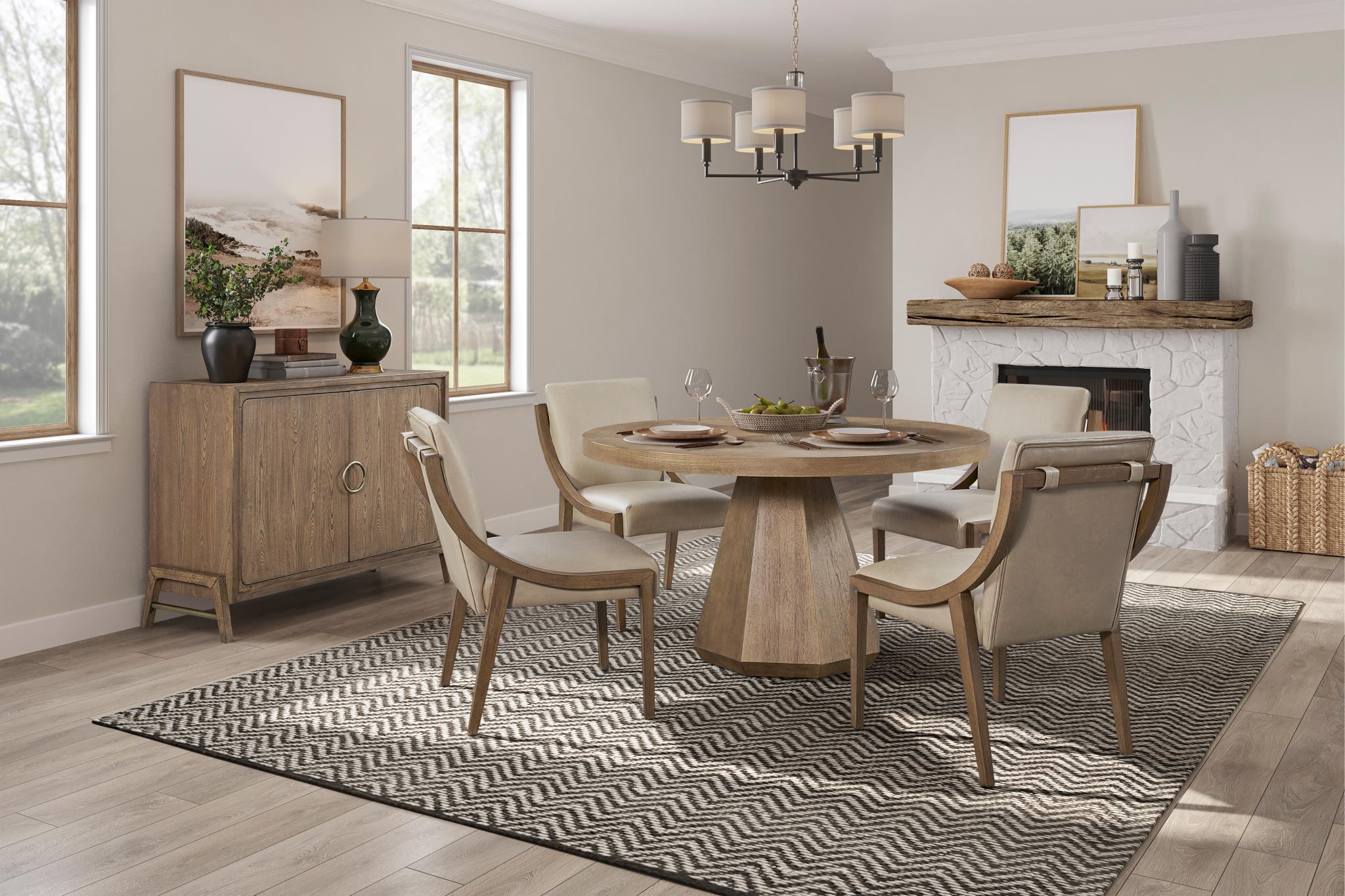 Elure Complete Round Dining Table (with Lazy Susan) - Latte
