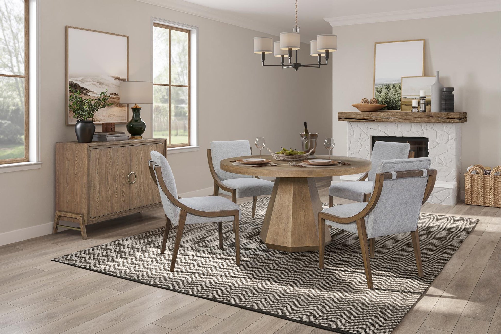 Elure Complete Round Dining Table (with Lazy Susan) - Latte