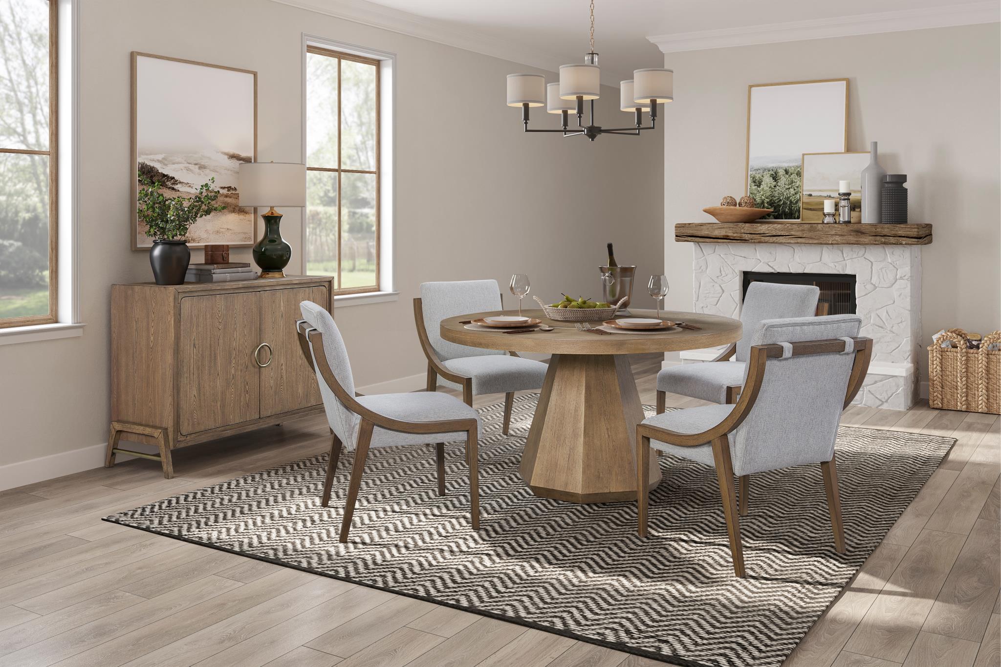 Elure Complete Round Dining Table (with Lazy Susan) - Latte