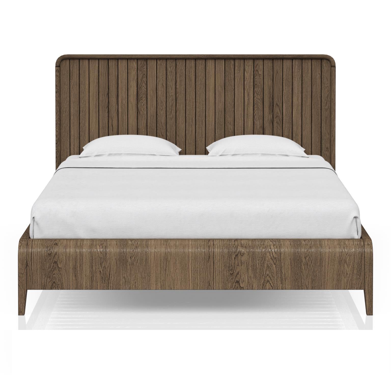 Elure Complete Queen Waterfall Panel Bed - Latte