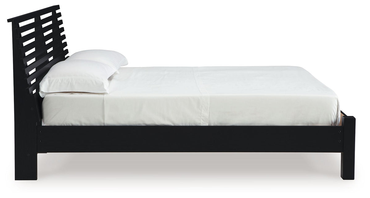 Danziar - Full Slat Panel Bed With Low Footboard - Black